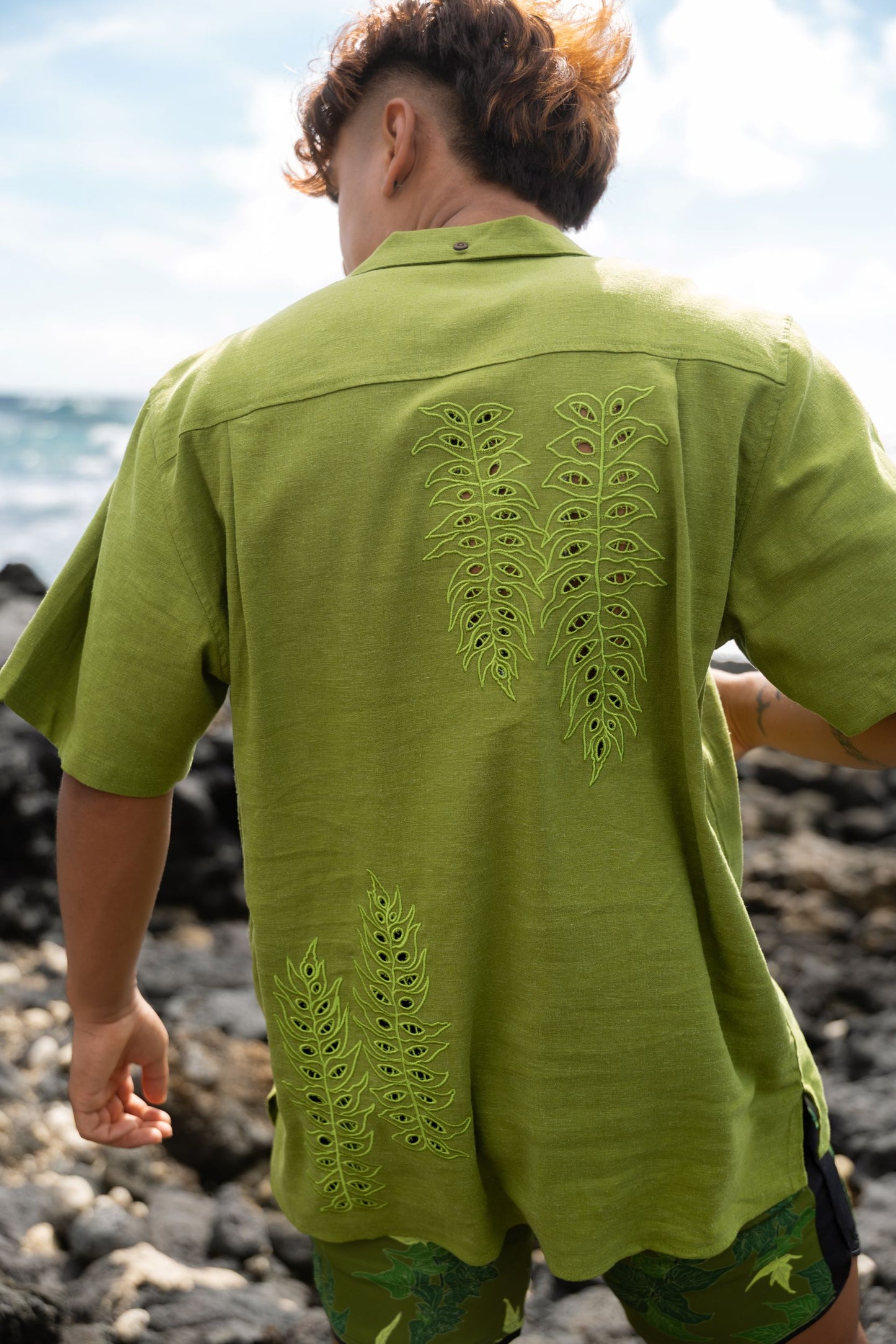 ‘Iwa‘Iwa Fern Green Linen Vintage Cut Aloha Shirt