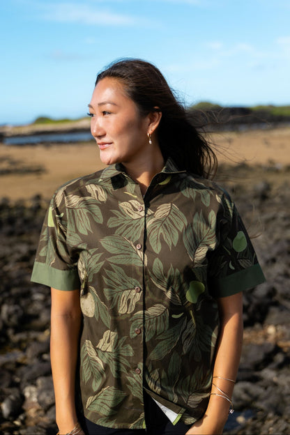 ʻUlu Green & Brown Women's Aloha Shirt