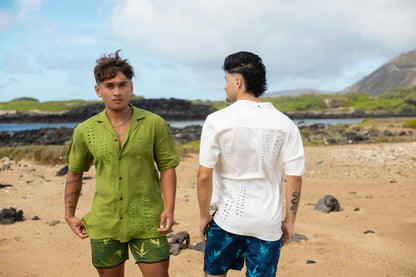 ‘Iwa‘Iwa Fern Green Linen Vintage Cut Aloha Shirt