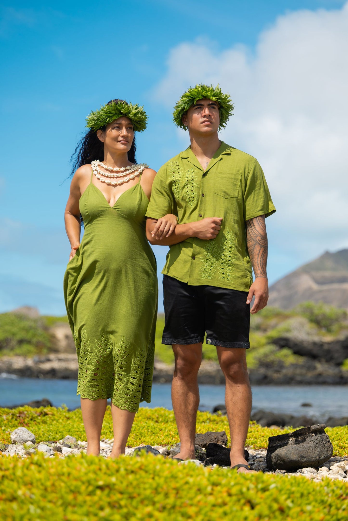 ‘Iwa‘Iwa Fern Green Linen Vintage Cut Aloha Shirt