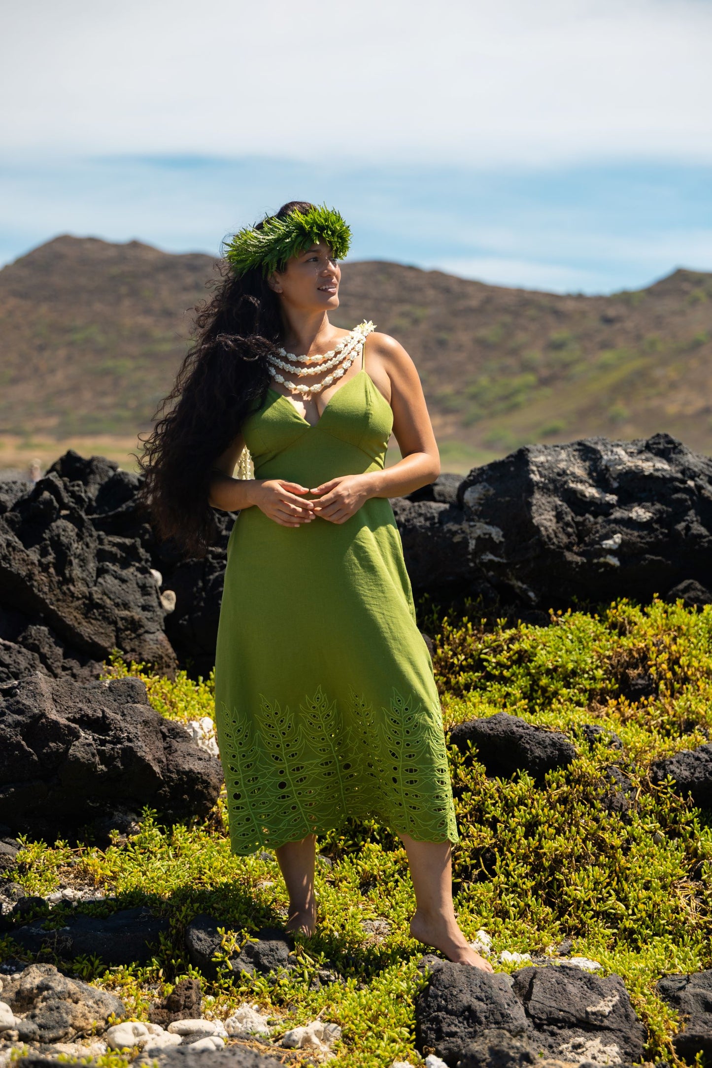 ‘Iwa‘Iwa Fern Green Linen Dress