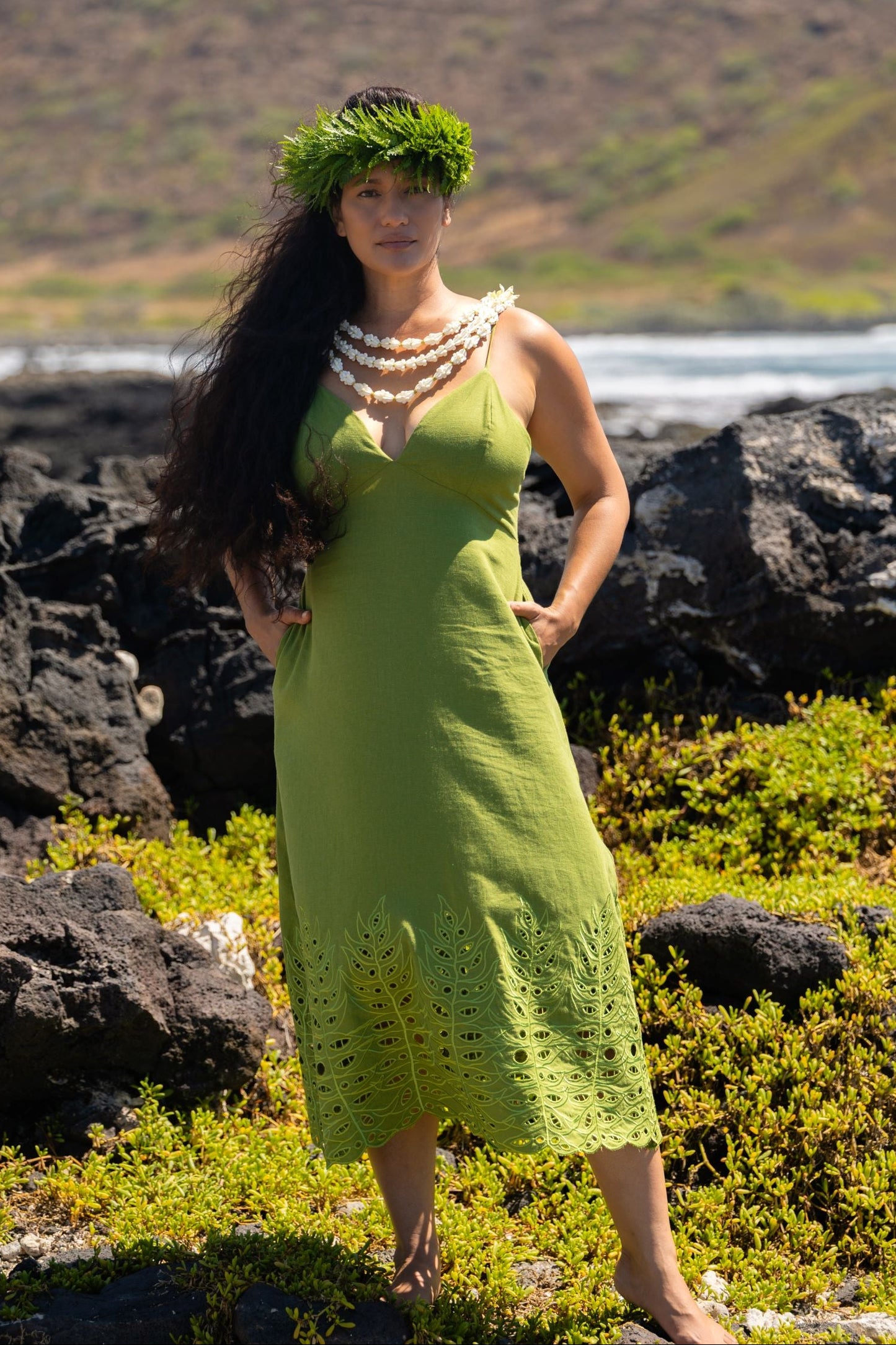 ‘Iwa‘Iwa Fern Green Linen Dress