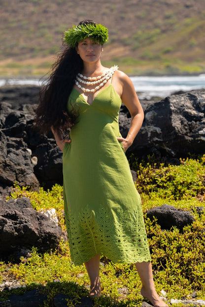 ‘Iwa‘Iwa Fern Green Linen Dress
