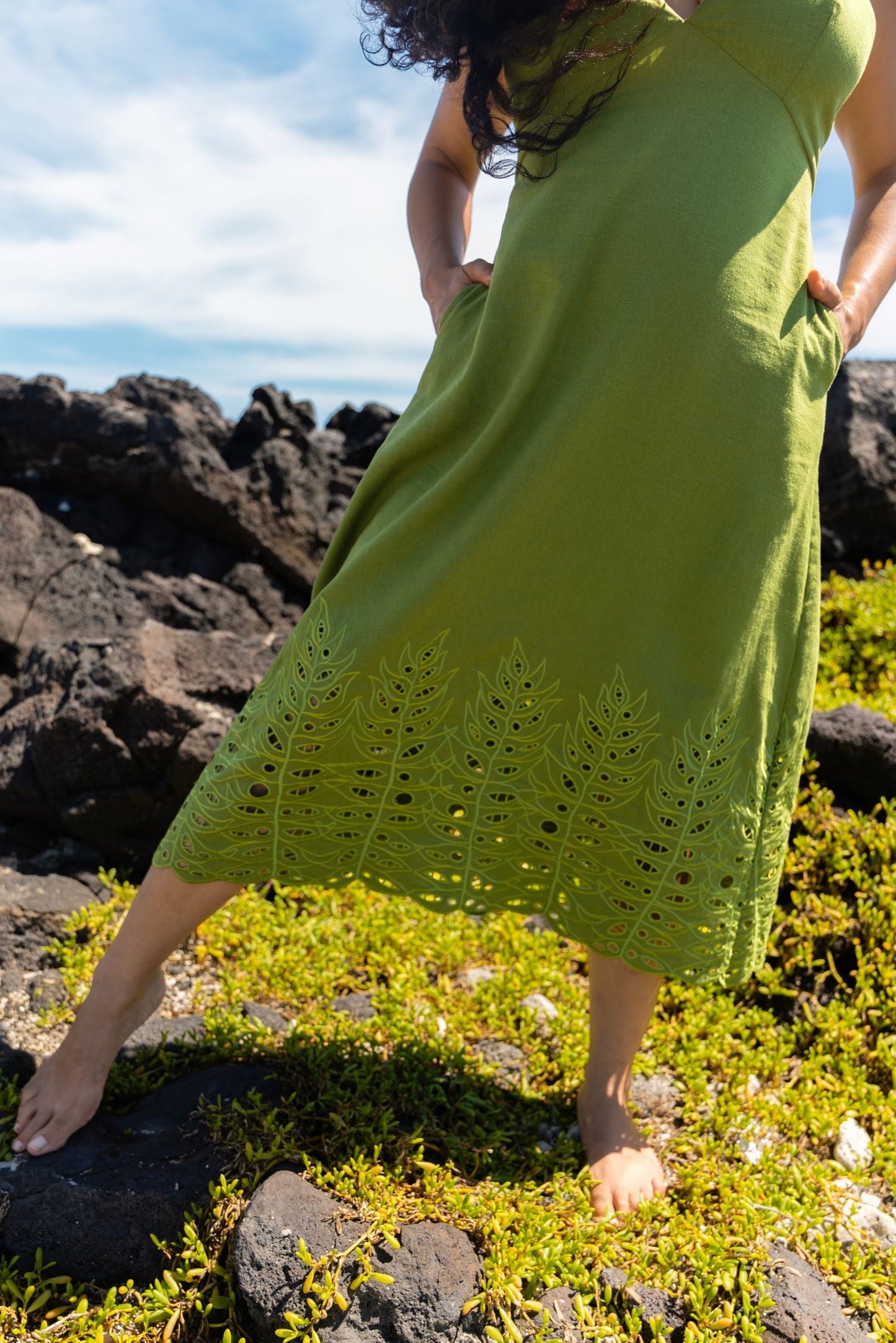 ‘Iwa‘Iwa Fern Green Linen Dress