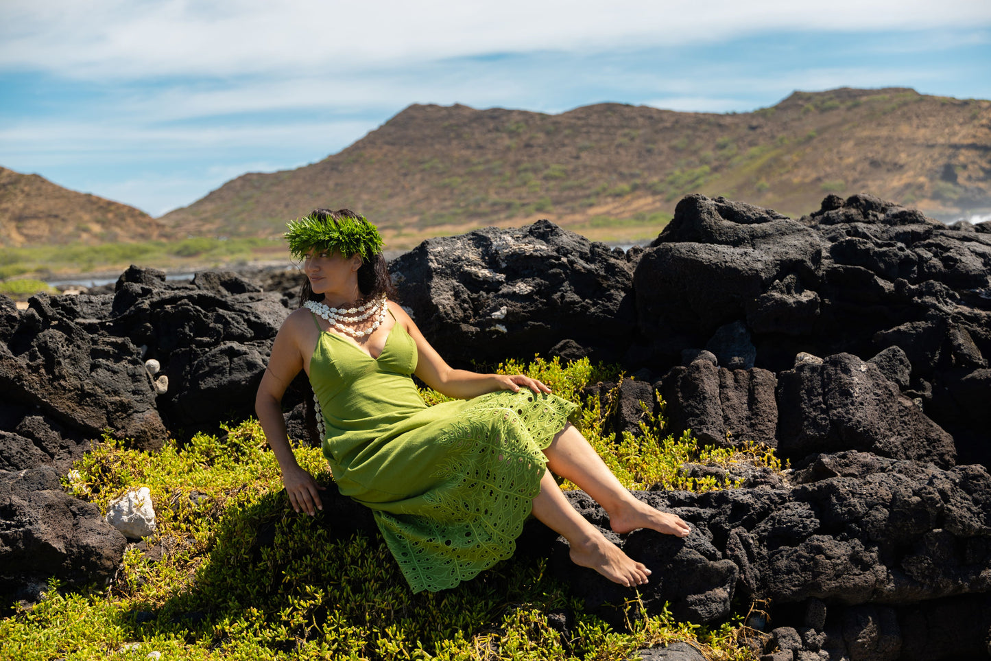 ‘Iwa‘Iwa Fern Green Linen Dress
