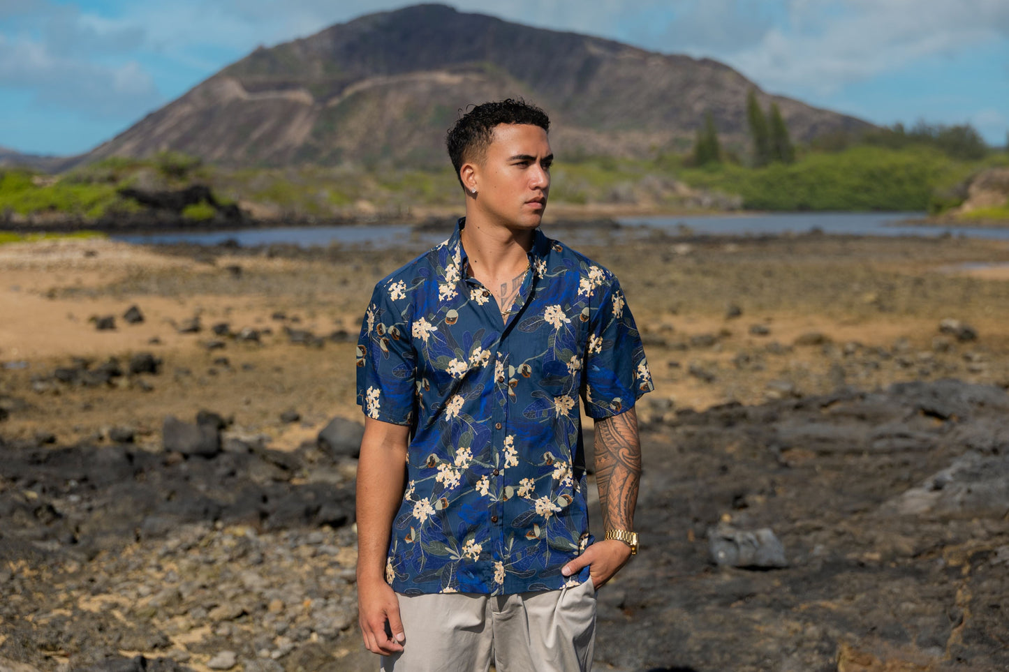 Hō‘awa & The ‘Alalā Dark Blue Aloha Shirt