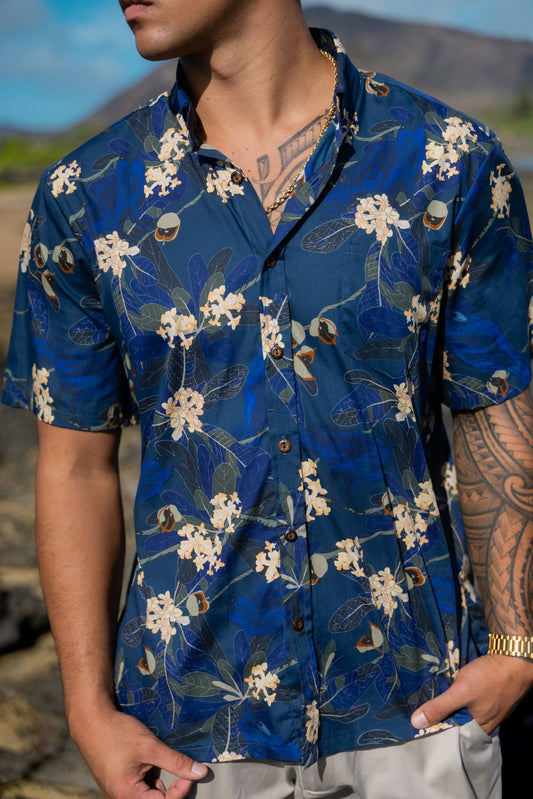 Hō‘awa & The ‘Alalā Dark Blue Aloha Shirt