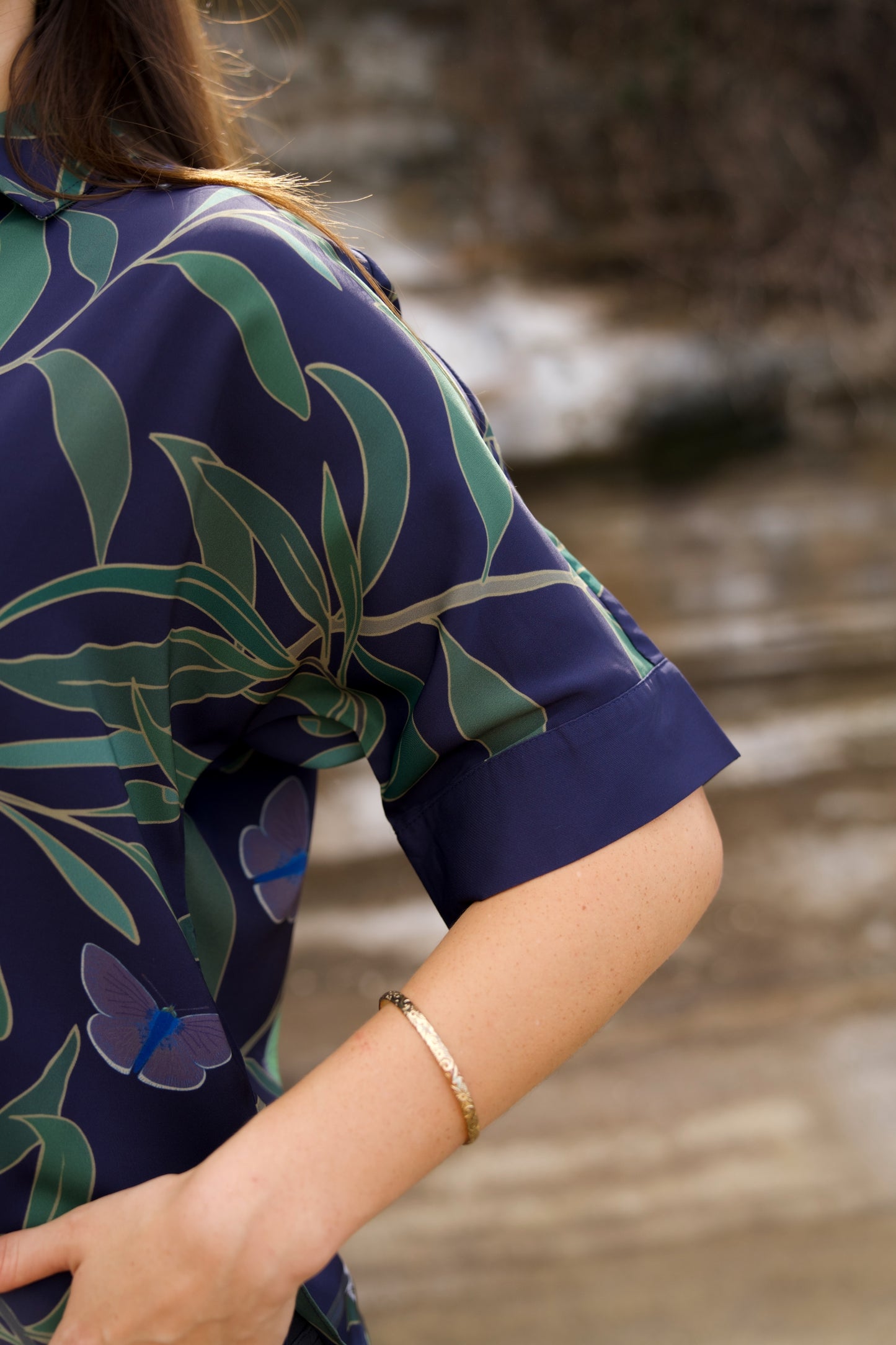 ‘Elepaio & Insects on Koa Women's Aloha Shirt
