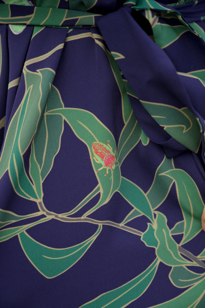 ‘Elepaio & Insects on Koa Long Sleeve Mini Dress
