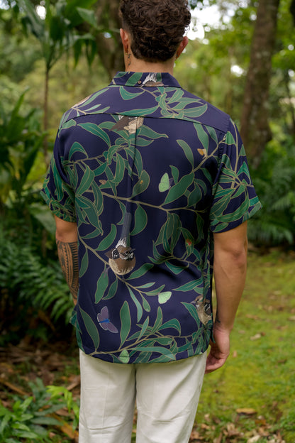 ‘Elepaio & Koa Aloha Shirt (Iron Free)