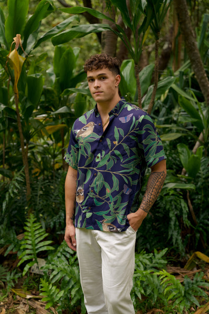 ‘Elepaio & Koa Aloha Shirt (Iron Free)