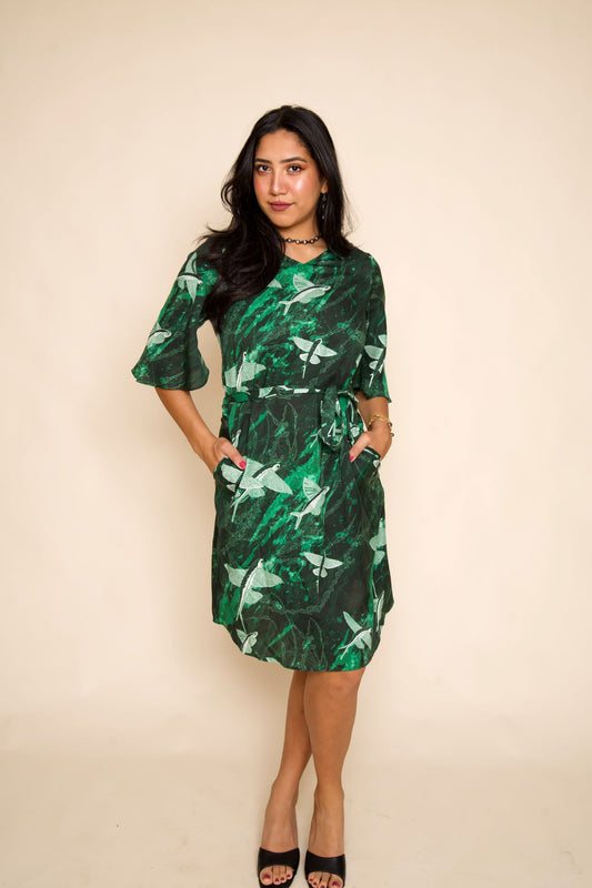 Green Malolo Bell Sleeve Dress