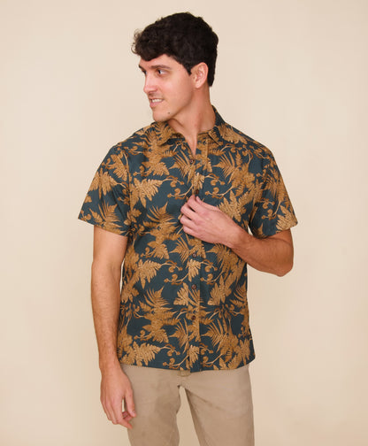 Golden Hour Hāpu‘u Tree Fern Aloha Shirt