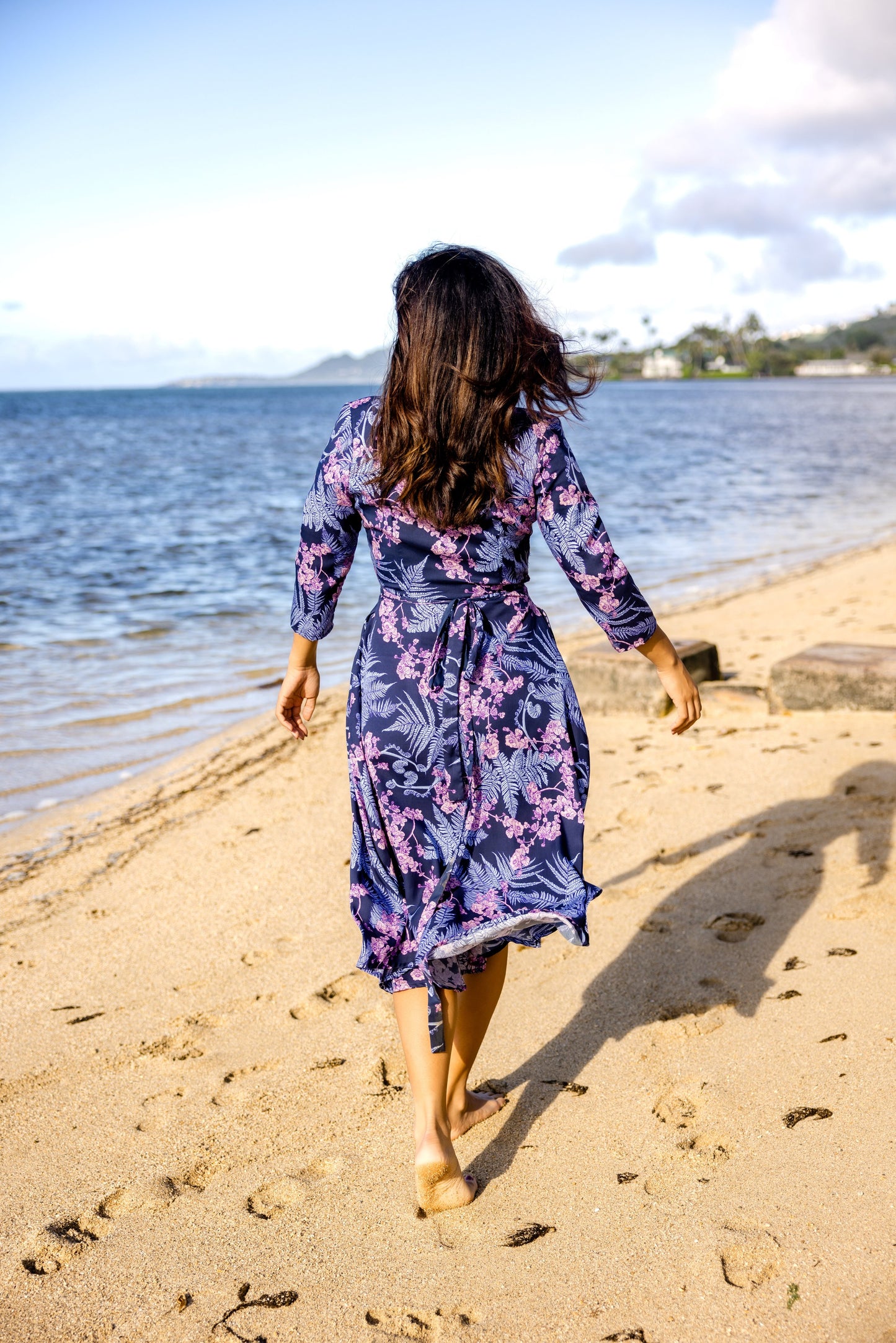 Hāpuʻu 'Ilima Blue Midi Wrap Dress
