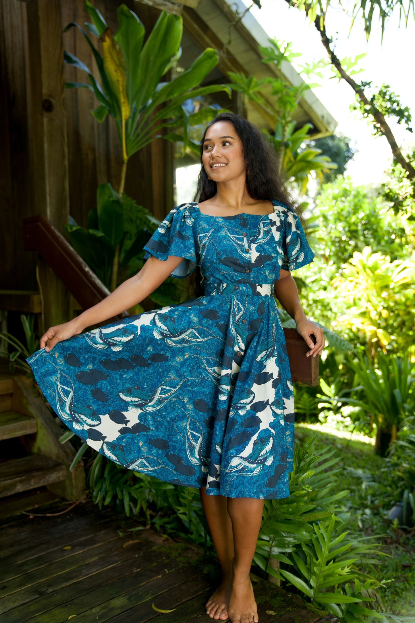 Hidden He‘e Button Down A-Line Dress