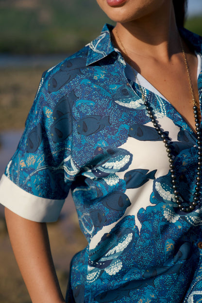 Hidden He‘e Women's Kimono Sleeve Aloha Shirt