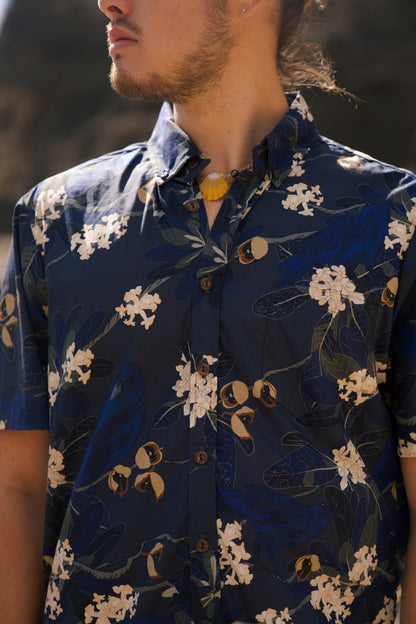 Hō‘awa & The ‘Alalā Dark Blue Aloha Shirt