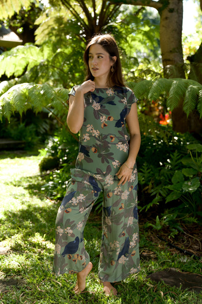 Hō‘awa & The ‘Alalā Sage Cap Sleeve Blouse