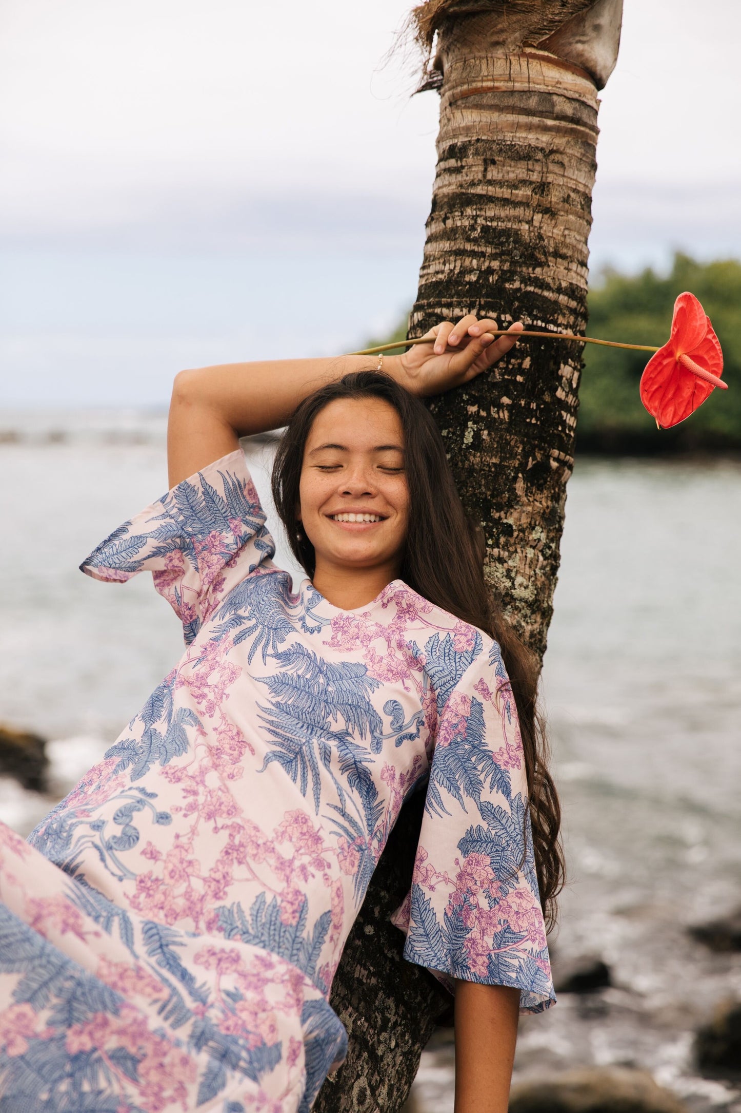 Hāpuʻu 'Ilima Mauka to Makai Lavender Midi Dress