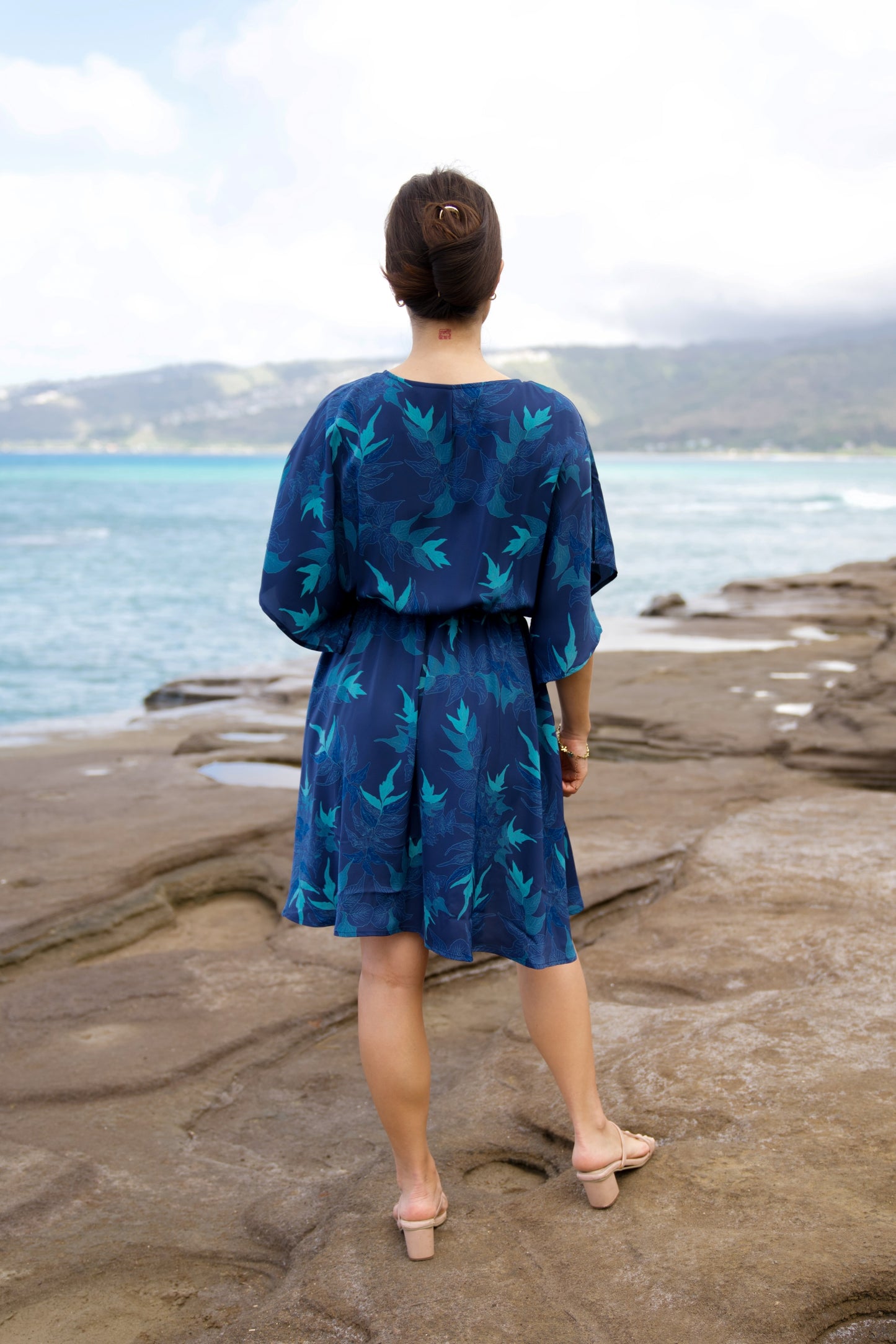 ‘Iwa‘Iwa Fern Blue Blouson Mini Dress