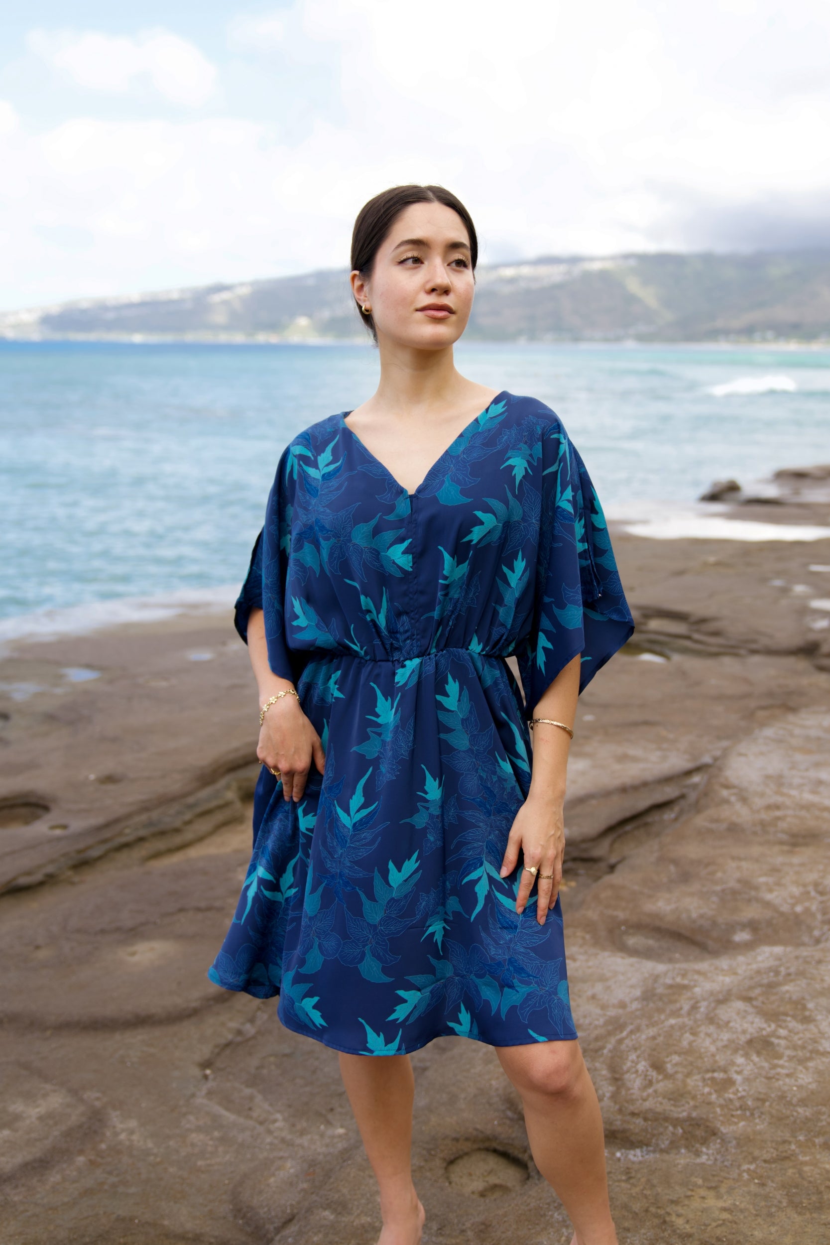 ‘Iwa‘Iwa Fern Blue Blouson Mini Dress