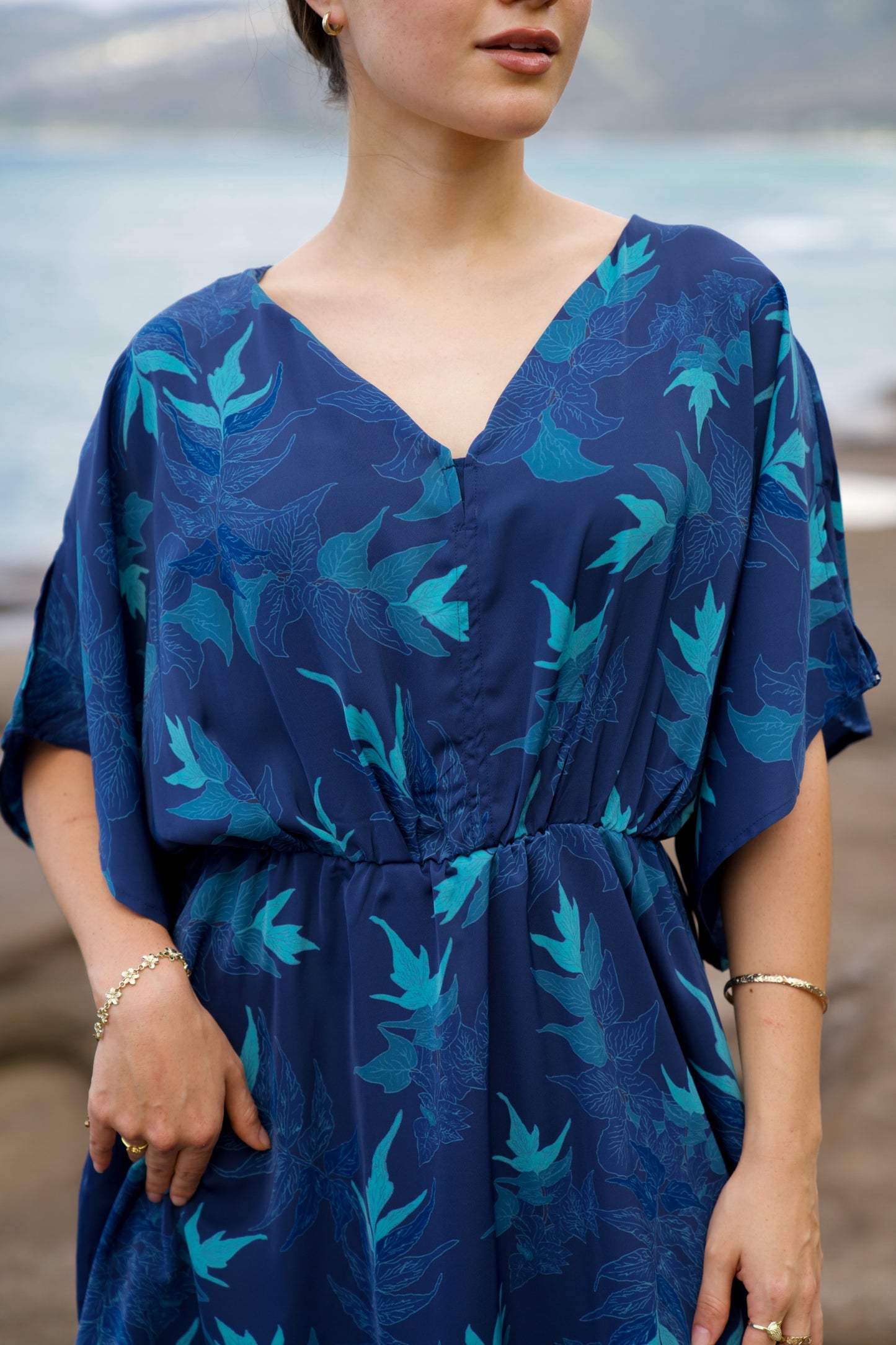 ‘Iwa‘Iwa Fern Blue Blouson Mini Dress