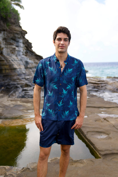 ‘Iwa‘Iwa Fern Navy Blue Reversible Shorts