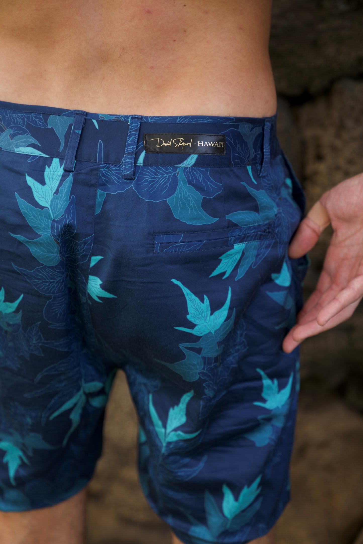 ‘Iwa‘Iwa Fern Navy Blue Reversible Shorts
