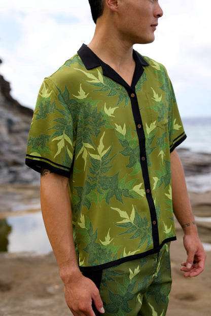 ‘Iwa‘Iwa Fern Green Vintage Cut Aloha Shirt (Iron Free)