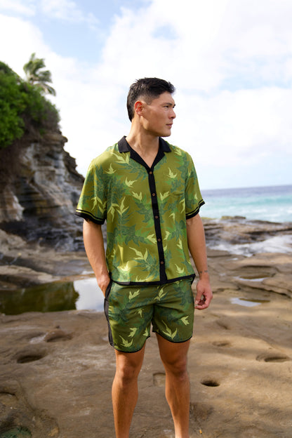 ‘Iwa‘Iwa Fern Green Vintage Cut Aloha Shirt (Iron Free)