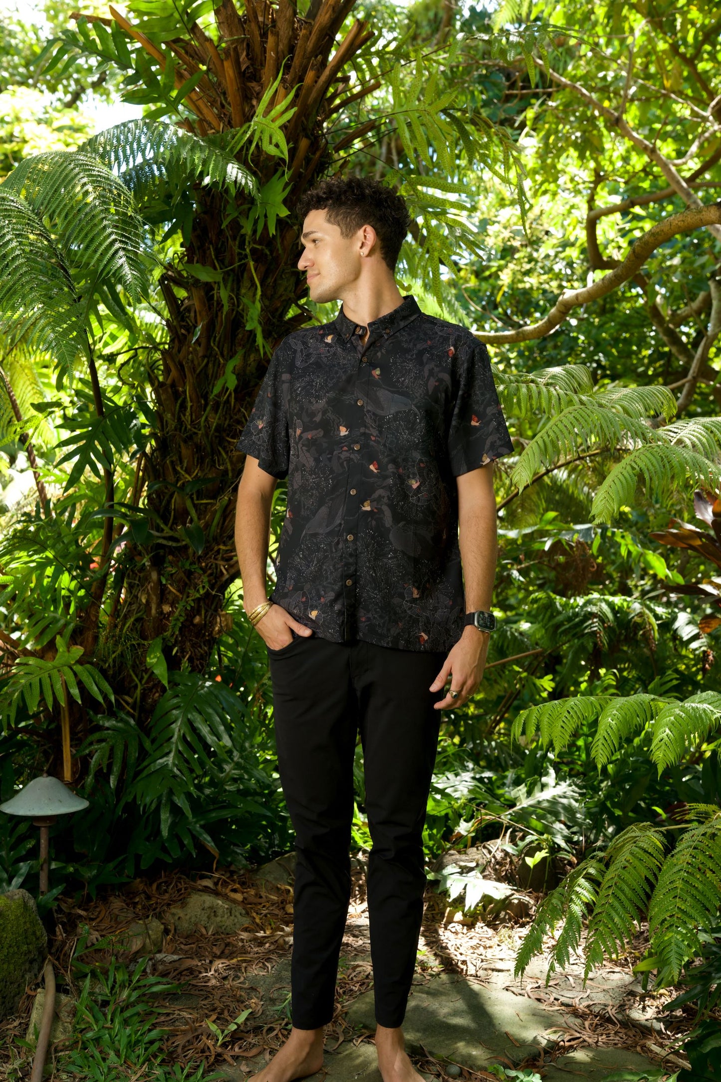 Kaniakapūpū Dark Forest Iron Free Aloha Shirt