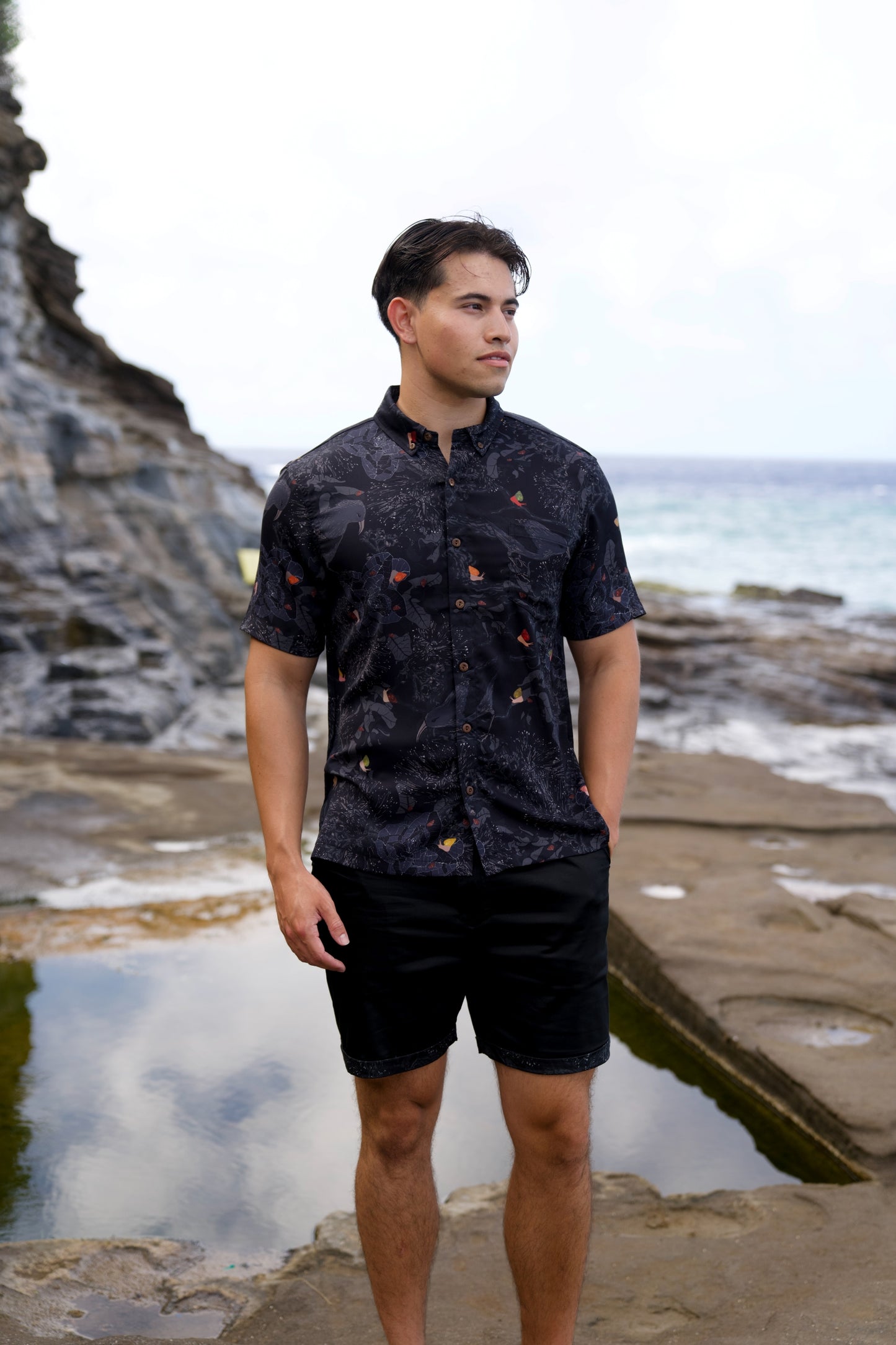 Kaniakapūpū Dark Forest Aloha Shirt (Iron Free)