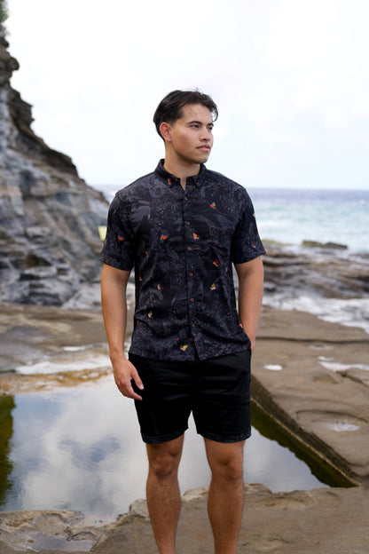 Kaniakapūpū Dark Forest Aloha Shirt (Iron Free)