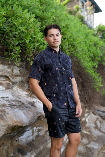 Kaniakapūpū Dark Forest Aloha Shirt (Iron Free)