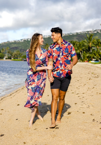 KANIAKAPŪPŪ LEHUA ʻULA Midi Wrap Dress