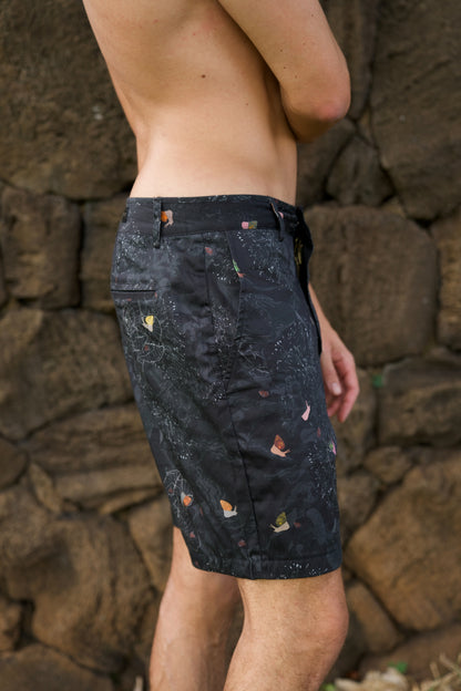 Kaniakapūpū Dark Forest Black Reversible Shorts