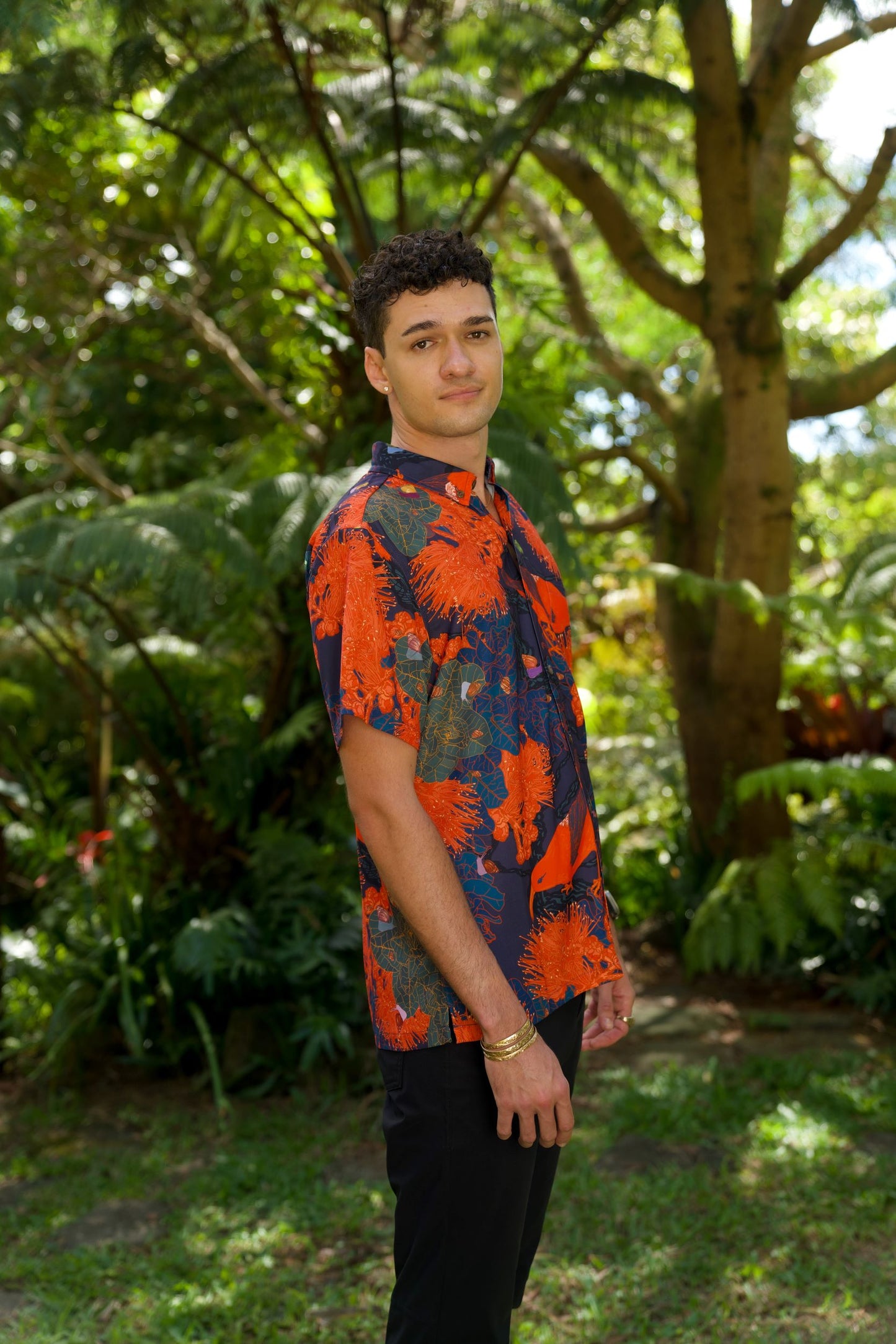 Kaniakapūpū Orange Aloha Shirt (Iron Free)