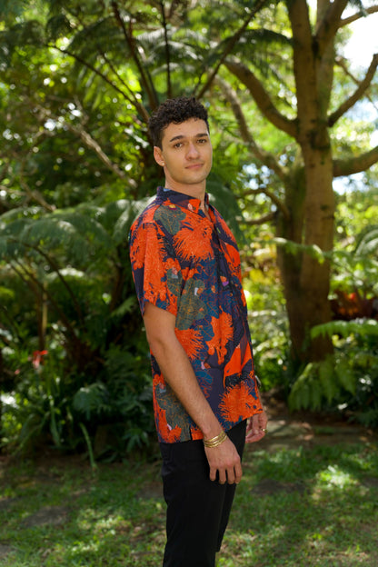 Kaniakapūpū Orange Aloha Shirt (Iron Free)