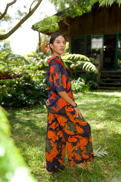 Kaniakapūpū Orange Women's Kimono Sleeve Aloha Shirt