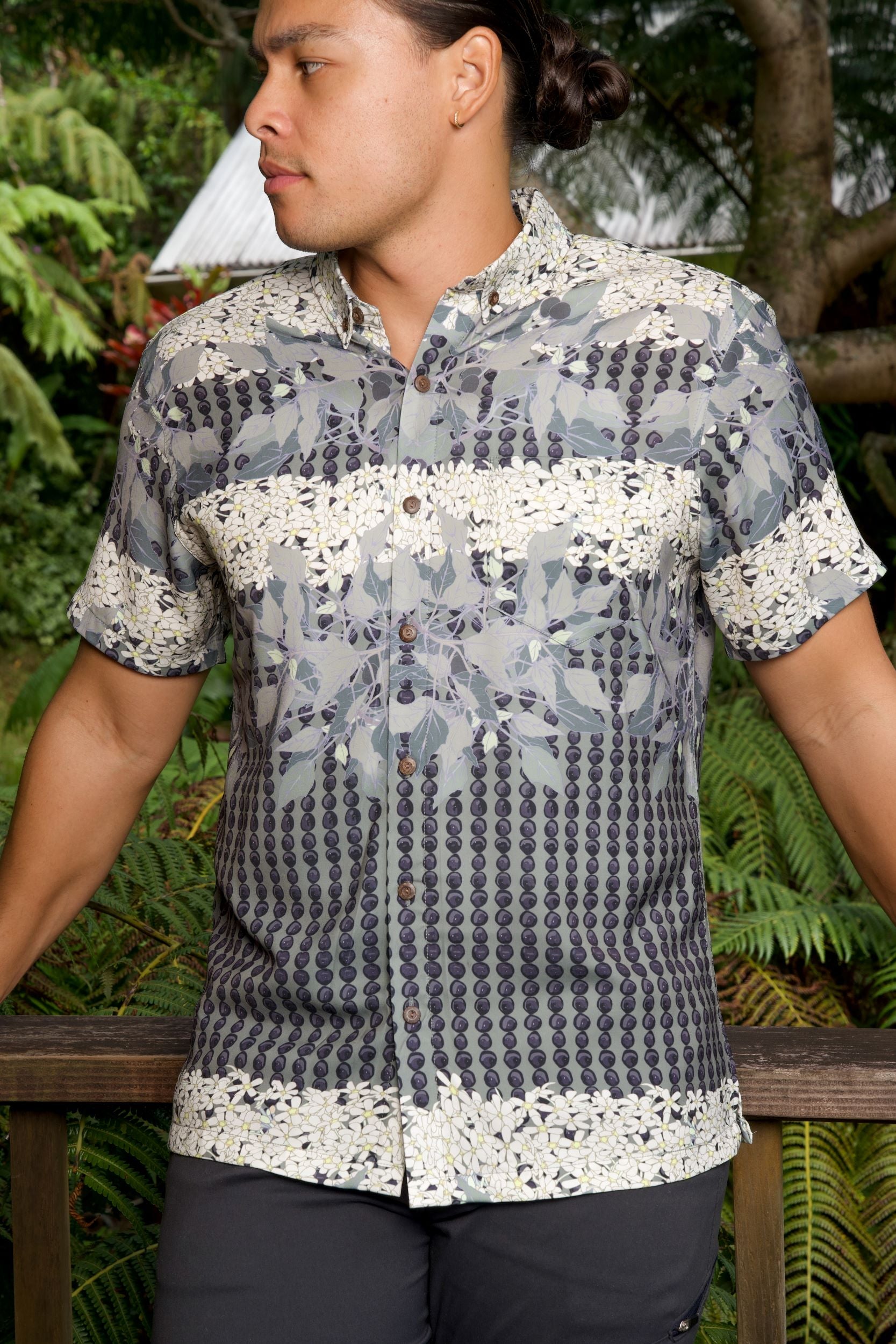 Mens Green Aloha Shirt - kukui legacy — David Shepard – David