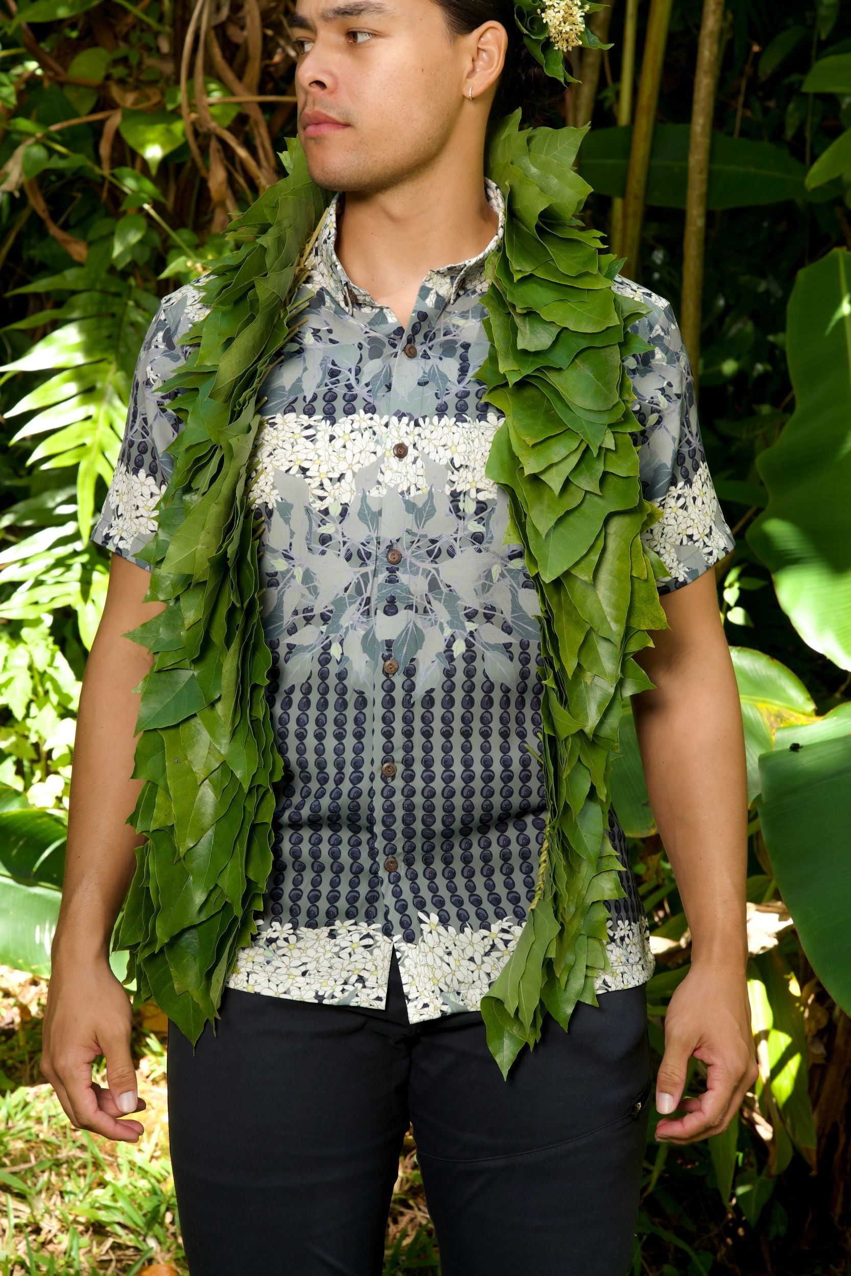 Mens Green Aloha Shirt - kukui legacy — David Shepard – David