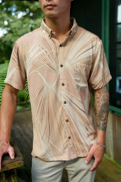 Loulu Beige Iron Free Aloha Shirt
