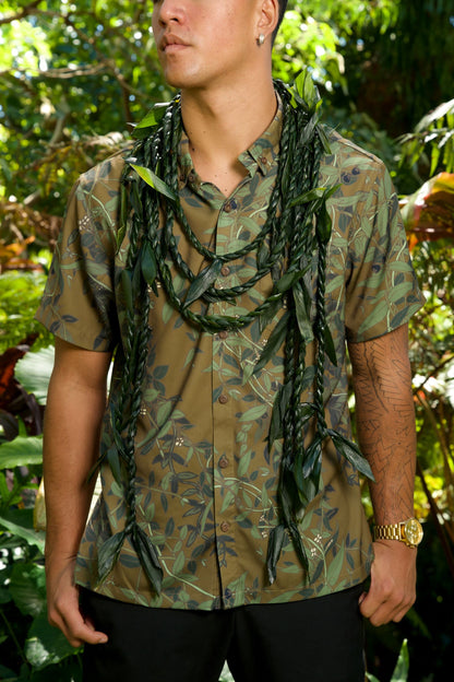 Maile Green Iron Free Aloha Shirt