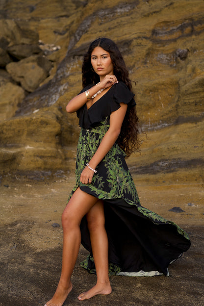 Maile Black Flutter Top Dress
