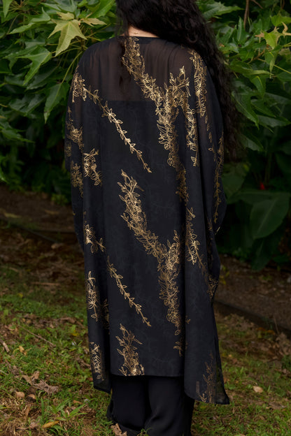 Maile Gold & Black Long Cover-up