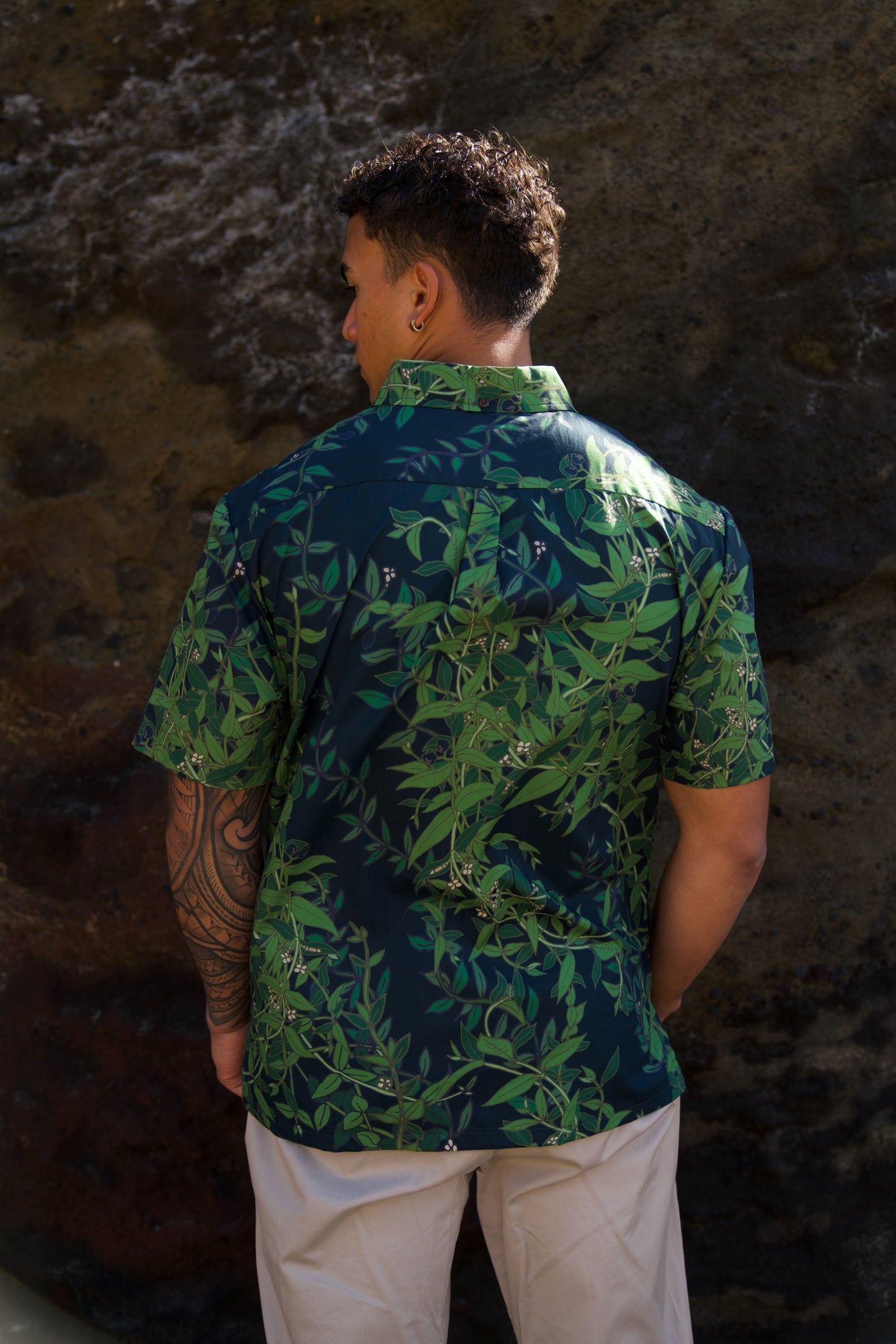 Maile Deep Navy Aloha Shirt