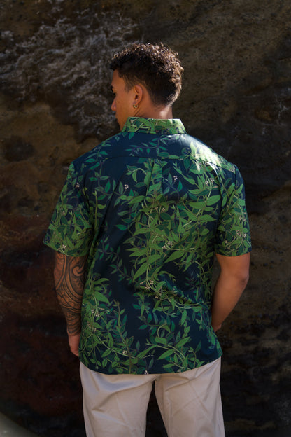 Maile Deep Navy Aloha Shirt
