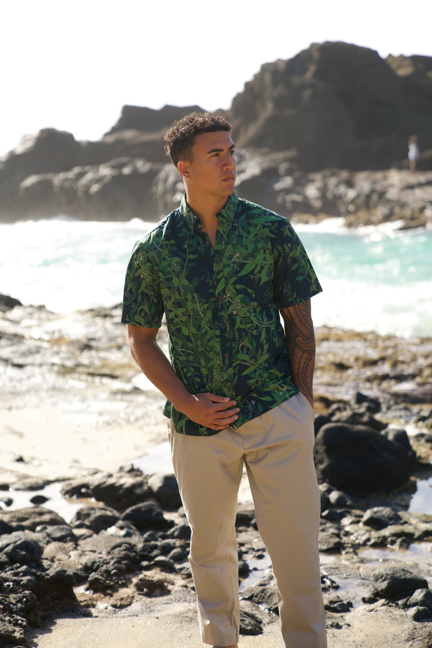 Maile Deep Navy Aloha Shirt