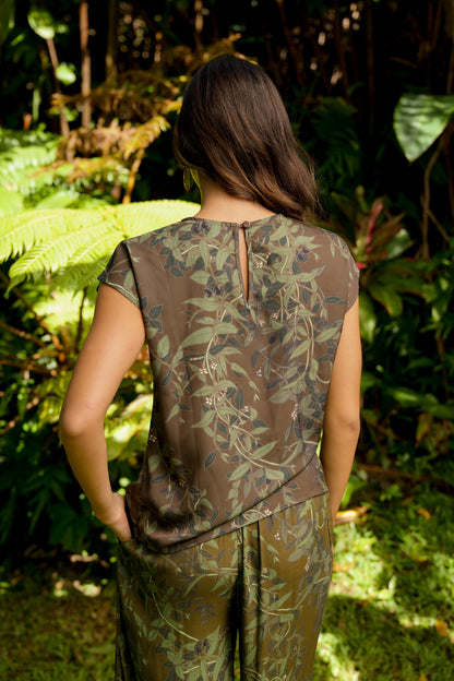 Maile Green Cap Sleeve Blouse