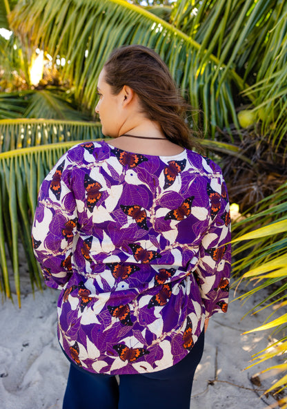 MĀMAKI & BUTTERFLIES V-Neck Blouse